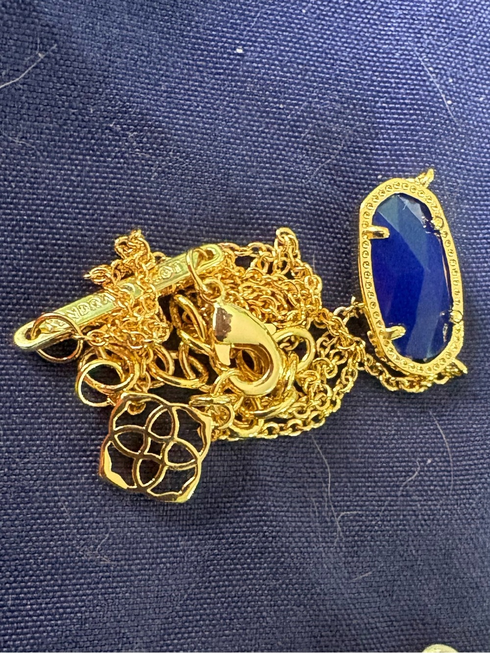 Kendra Scott Gold Necklace with Royal Blue Pendant